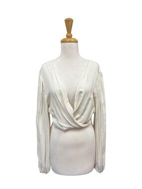 NEW Jen’s Pirate Booty Long Sleeve Crop Top Size M Medium Cream